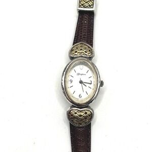 Brighton Glasgow Women's Watch Reversible Brown/Black Leather Band Celtic Hearts
